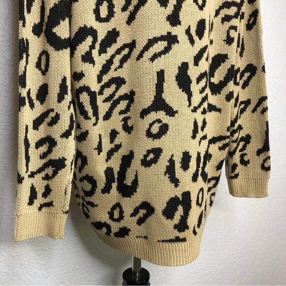C+D+M Collection tan black leopard animal print sweater tunic size Large - Picture 8 of 15